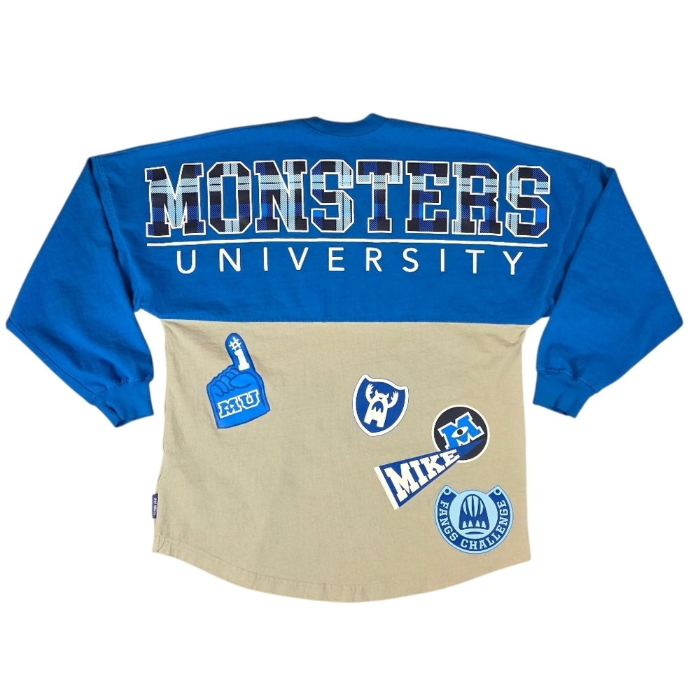 Disney Monsters University Spirit Jersey Blue Gray Oversized Long Sleeve Size S